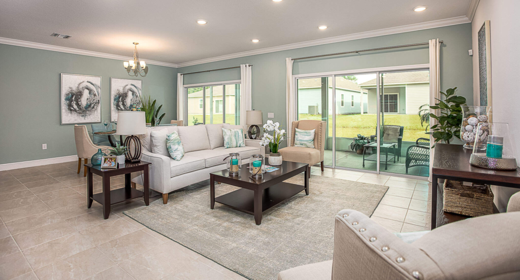 Maronda Drexel Model Home Living Room, Spring Hill, FL