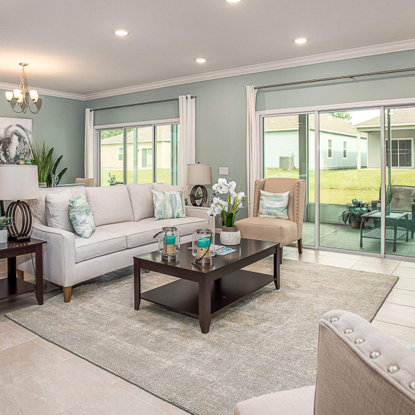 Maronda Drexel Model Home Living Room, Spring Hill, FL